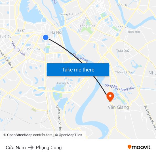 Cửa Nam to Phụng Công map