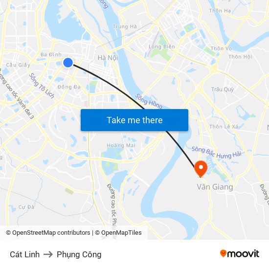 Cát Linh to Phụng Công map