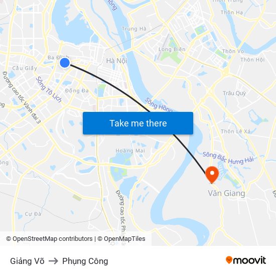 Giảng Võ to Phụng Công map