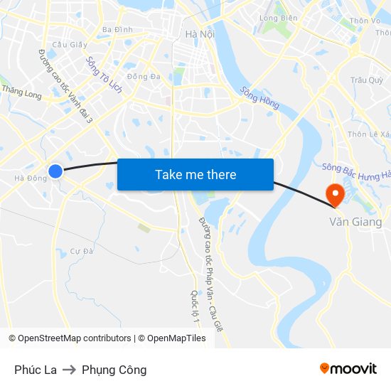 Phúc La to Phụng Công map