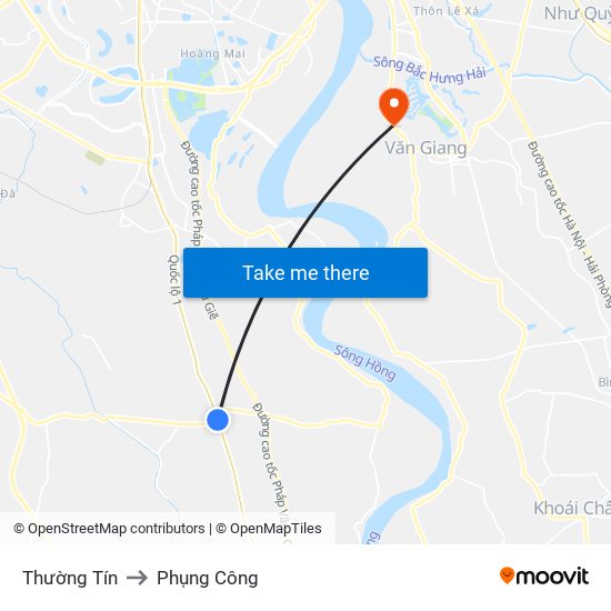 Thường Tín to Phụng Công map