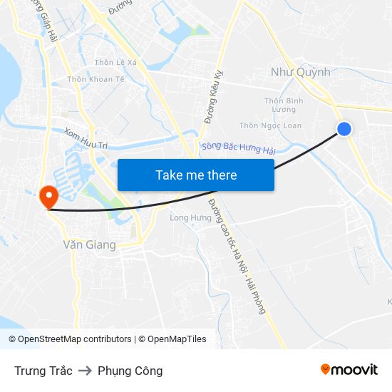 Trưng Trắc to Phụng Công map