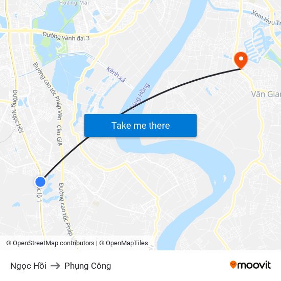 Ngọc Hồi to Phụng Công map