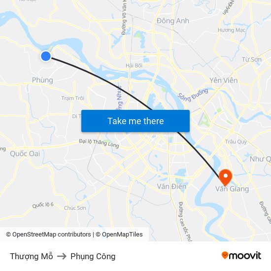 Thượng Mỗ to Phụng Công map