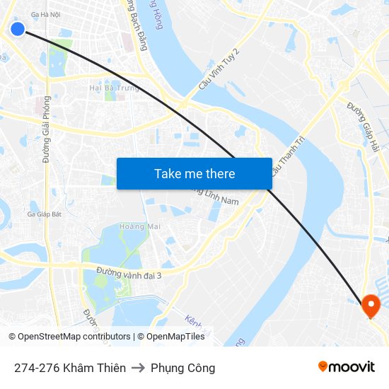 274-276 Khâm Thiên to Phụng Công map