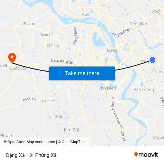 Đặng Xá to Phùng Xá map