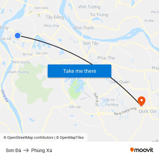 Sơn Đà to Phùng Xá map