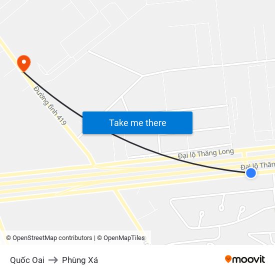 Quốc Oai to Phùng Xá map