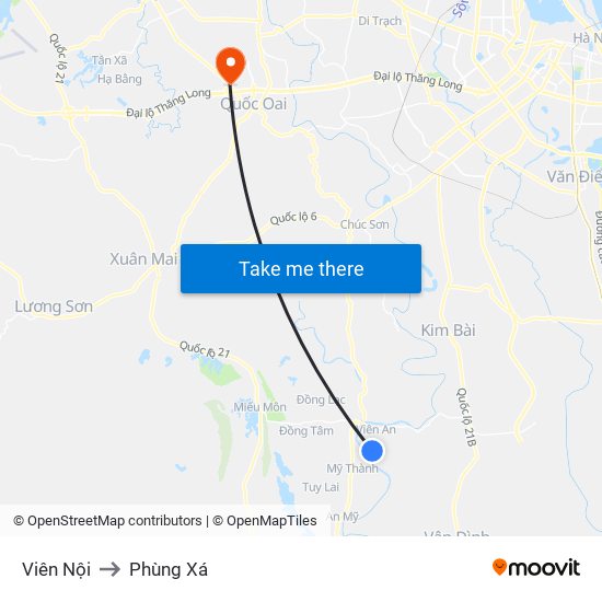 Viên Nội to Phùng Xá map