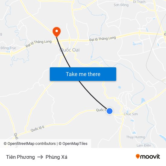 Tiên Phương to Phùng Xá map