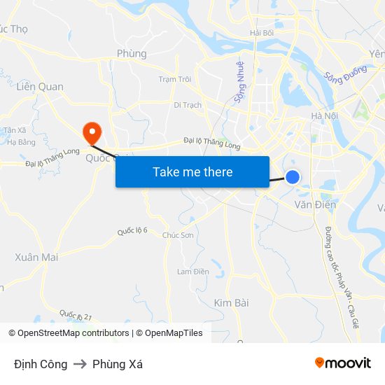 Định Công to Phùng Xá map