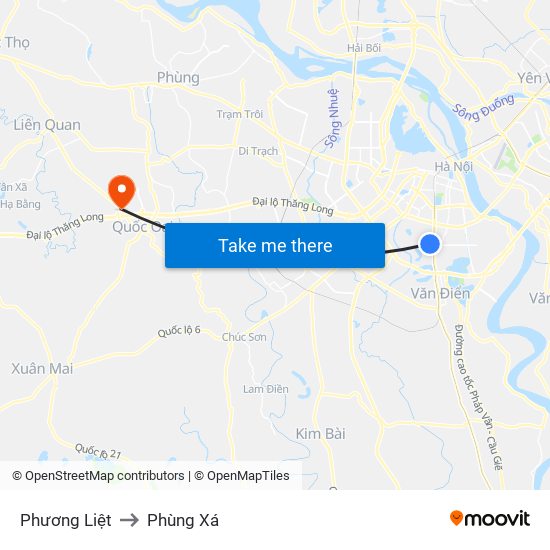 Phương Liệt to Phùng Xá map