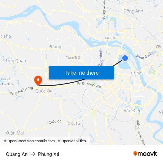 Quảng An to Phùng Xá map