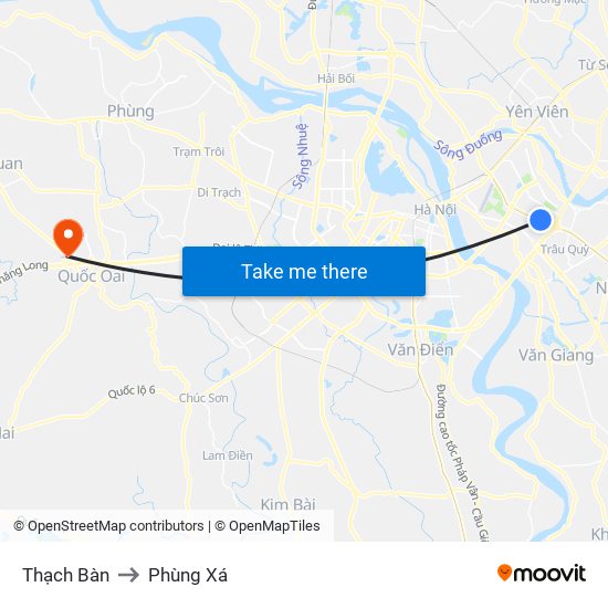 Thạch Bàn to Phùng Xá map