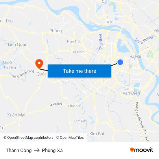 Thành Công to Phùng Xá map