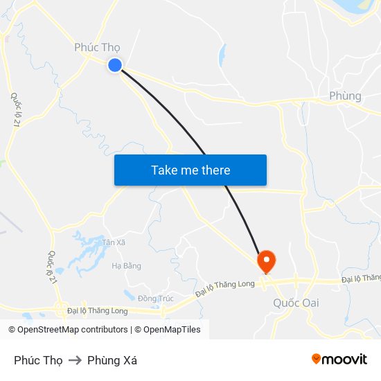 Phúc Thọ to Phùng Xá map