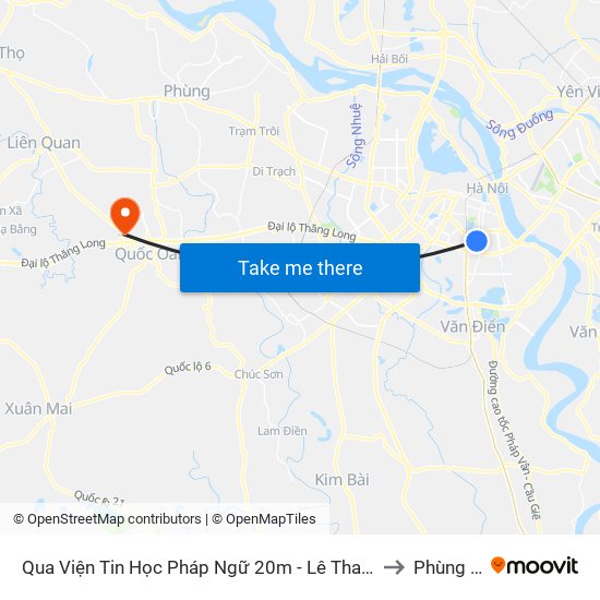 Qua Viện Tin Học Pháp Ngữ 20m - Lê Thanh Nghị to Phùng Xá map