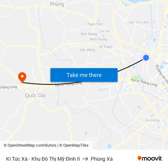 Kí Túc Xá - Khu Đô Thị Mỹ Đình II to Phùng Xá map