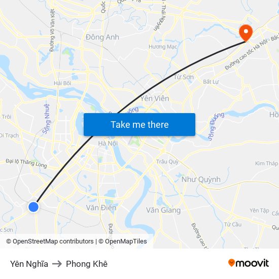 Yên Nghĩa to Phong Khê map