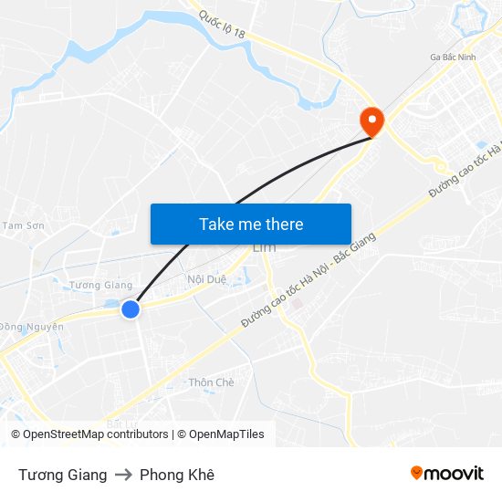 Tương Giang to Phong Khê map