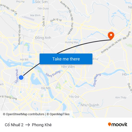 Cổ Nhuế 2 to Phong Khê map