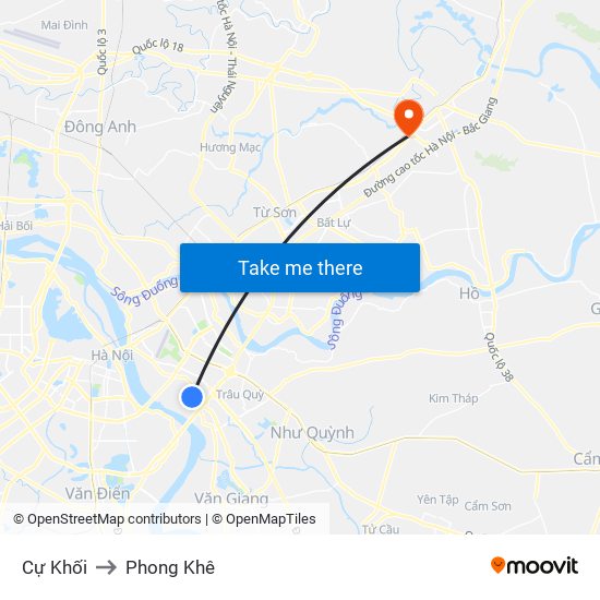 Cự Khối to Phong Khê map