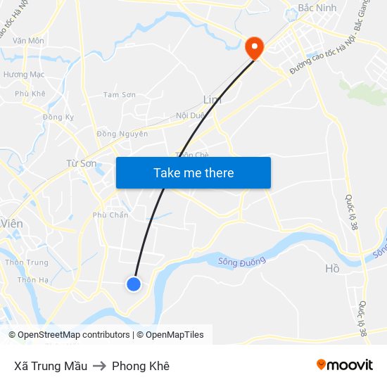 Xã Trung Mầu to Phong Khê map