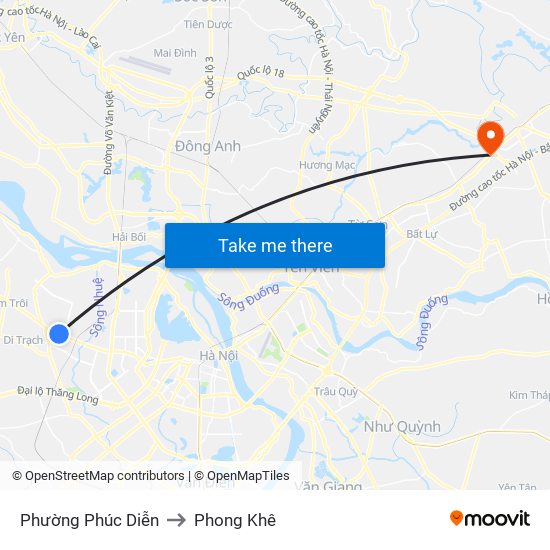 Phường Phúc Diễn to Phong Khê map