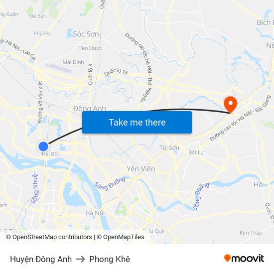 Huyện Đông Anh to Phong Khê map