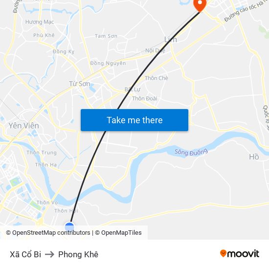 Xã Cổ Bi to Phong Khê map