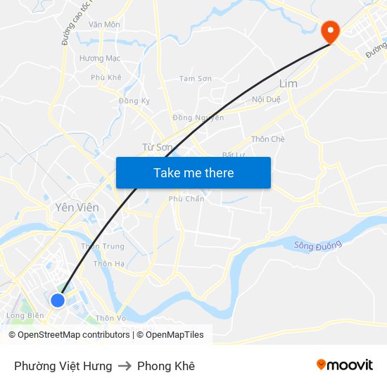 Phường Việt Hưng to Phong Khê map