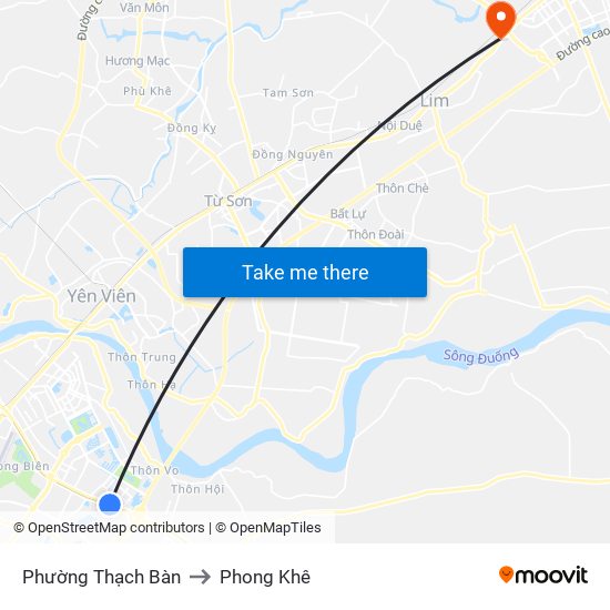 Phường Thạch Bàn to Phong Khê map