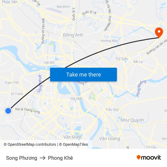 Song Phương to Phong Khê map