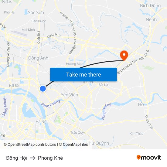 Đông Hội to Phong Khê map