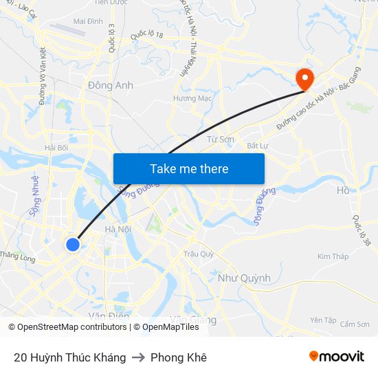 20 Huỳnh Thúc Kháng to Phong Khê map