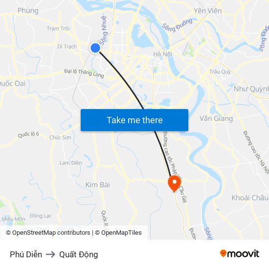 Phú Diễn to Quất Động map