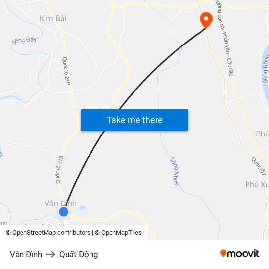 Vân Đình to Quất Động map