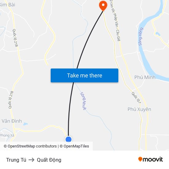 Trung Tú to Quất Động map