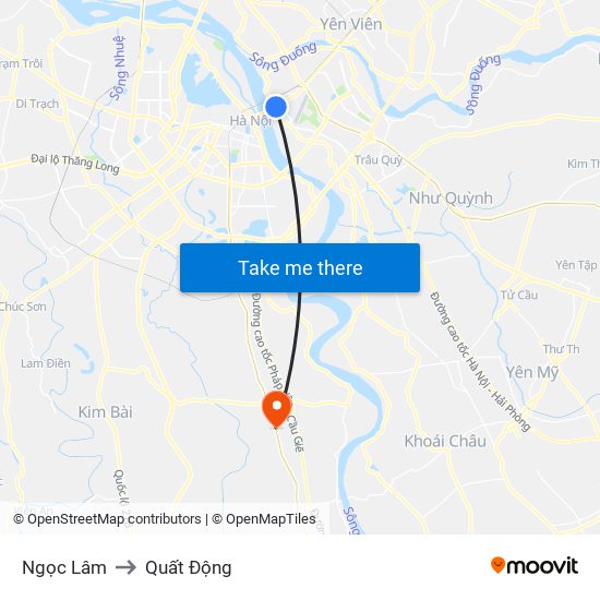 Ngọc Lâm to Quất Động map