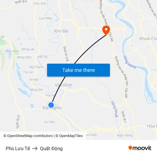 Phù Lưu Tế to Quất Động map