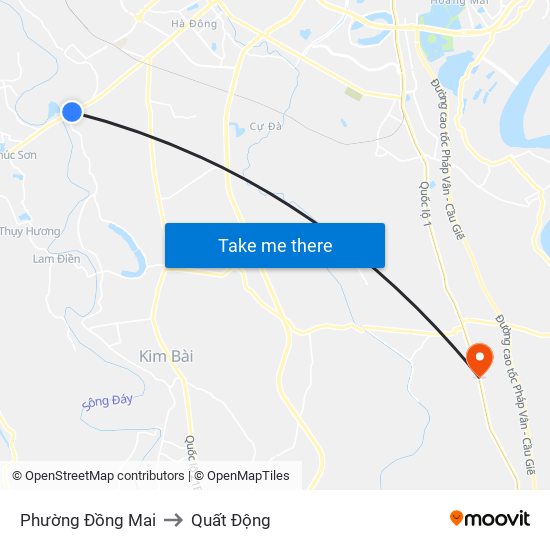 Phường Đồng Mai to Quất Động map