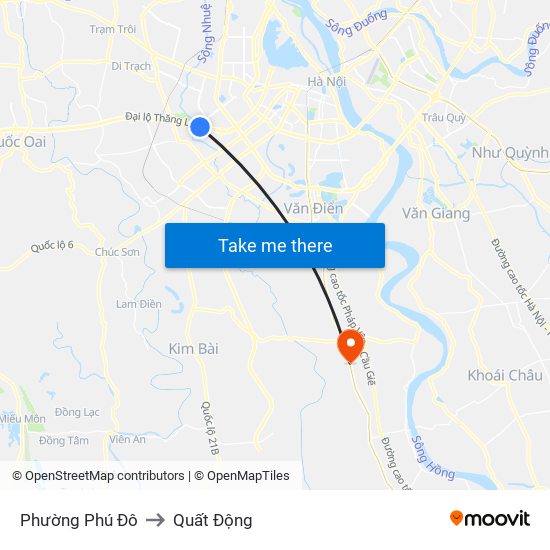 Phường Phú Đô to Quất Động map