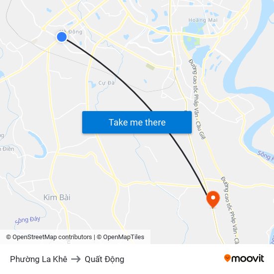 Phường La Khê to Quất Động map