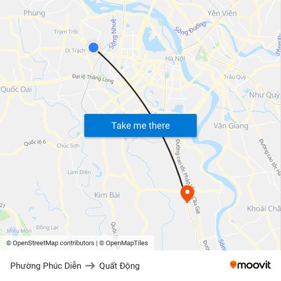 Phường Phúc Diễn to Quất Động map