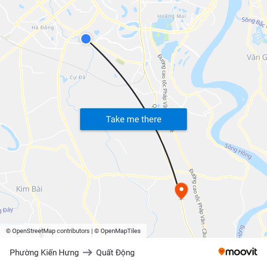 Phường Kiến Hưng to Quất Động map