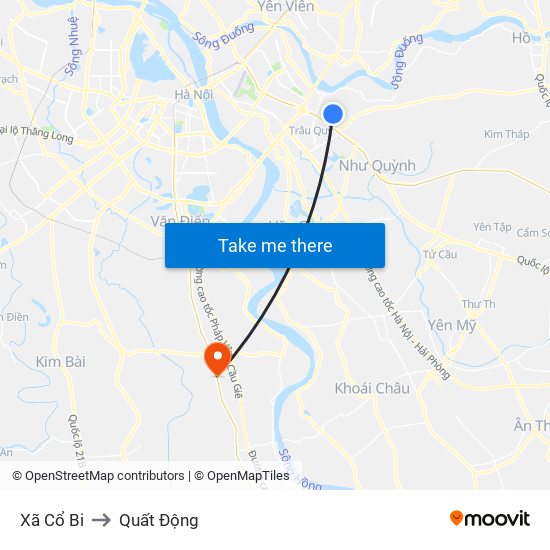 Xã Cổ Bi to Quất Động map