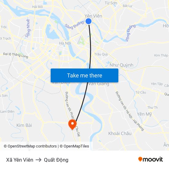 Xã Yên Viên to Quất Động map