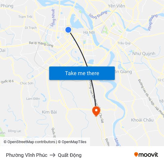 Phường Vĩnh Phúc to Quất Động map