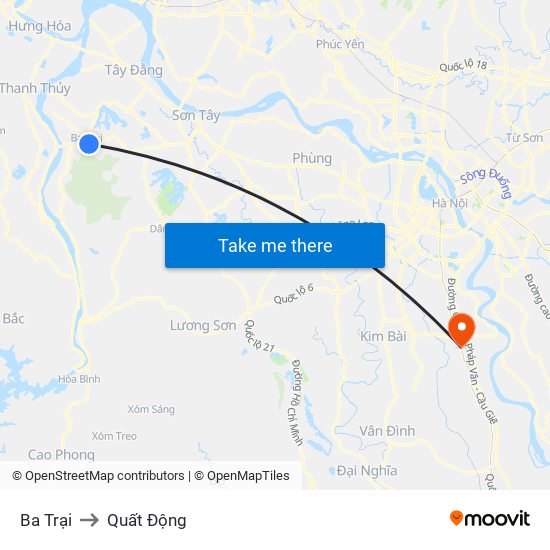 Ba Trại to Quất Động map