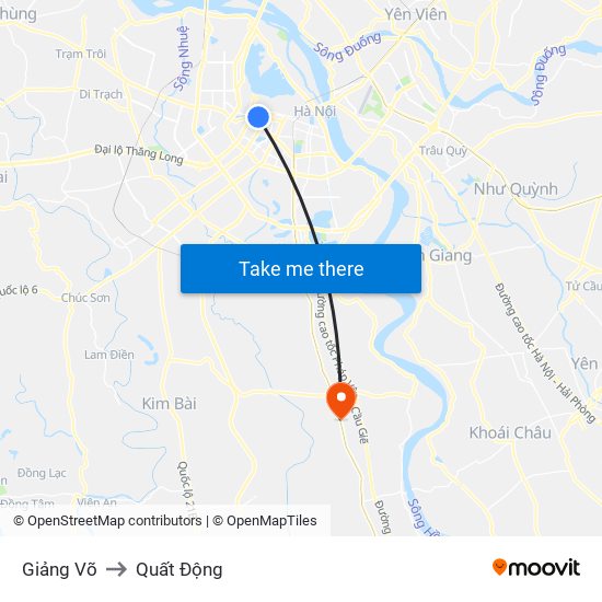 Giảng Võ to Quất Động map